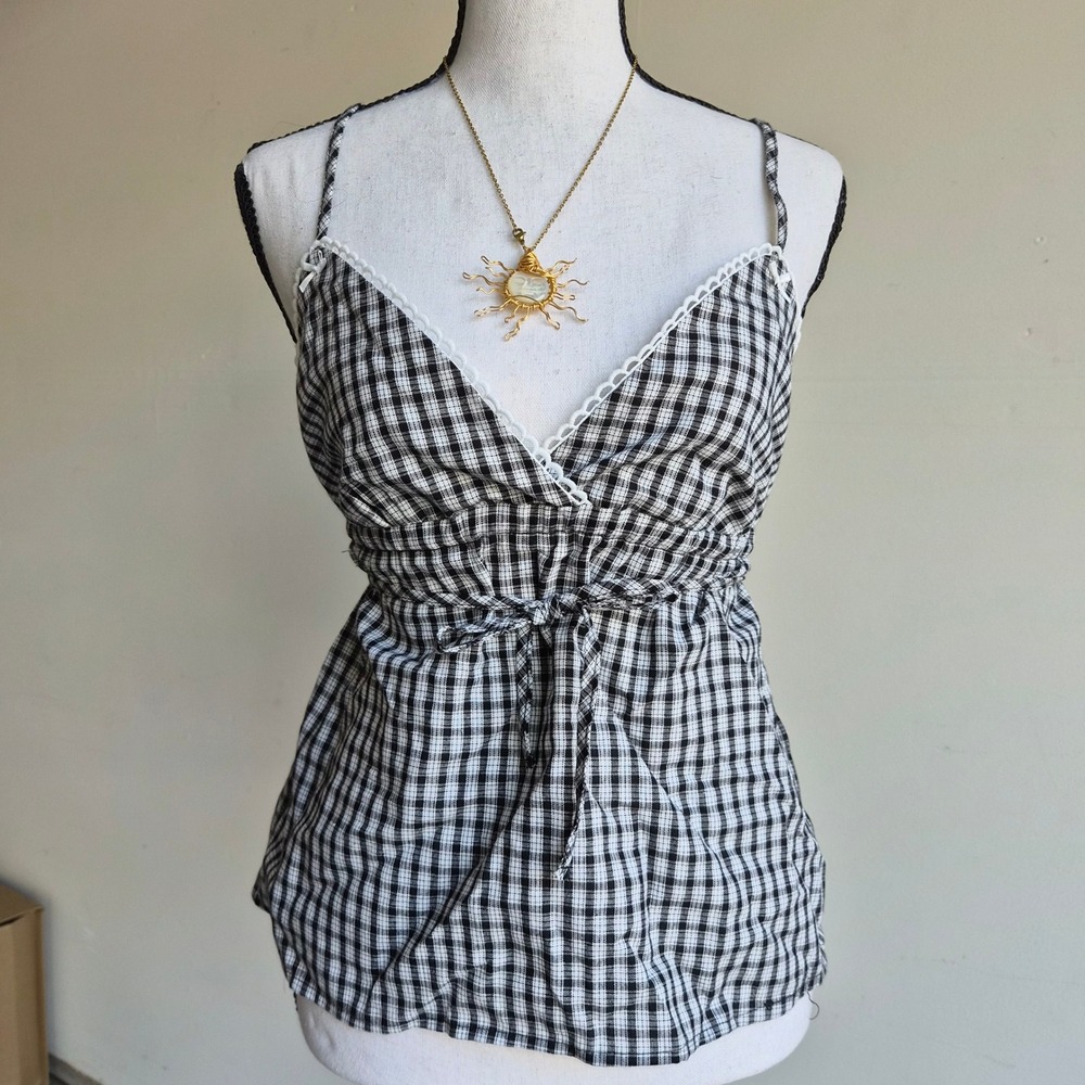 SHEIN Gingham Y2K Cami Womens XS Coquette Babydoll Cottagecore Whimsigoth Grunge